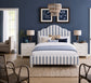 Tide & Timber - Full Upholstered Headboard 4/6 - Blue Stripe / Luxe Blue Oak