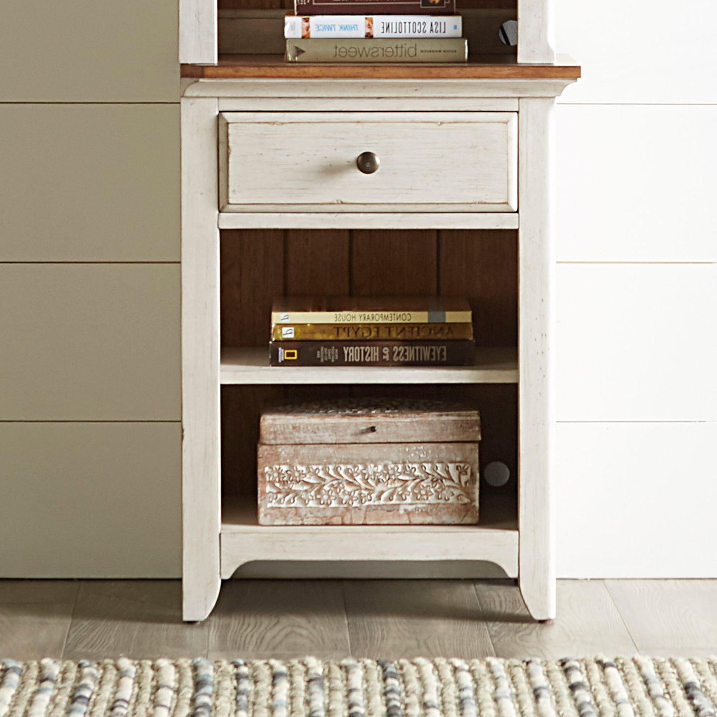 Farmhouse Reimagined - Right Pier Base - Antique White / Chestnut Tops