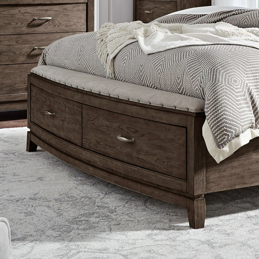 Avalon - Queen Storage Footboard With Slatroll - Coffee Bean