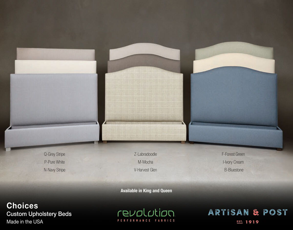 Choices - Amelia Queen Upholstered Headboard - Navy Stripe