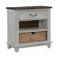 River Place - Bedside Chest With Charging Station - Riverstone White & Tobacco