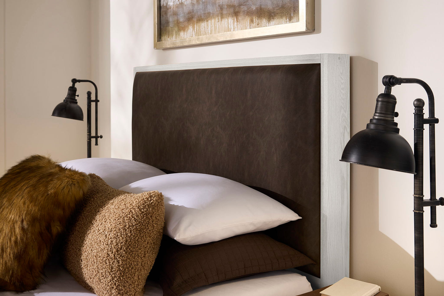 Lodge & Loft - King Upholstered Headboard - Sedona Brown / Soft White