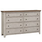 Farmhouse Reimagined - 8 Drawer Dresser - Antique White / Chestnut Tops