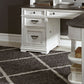 Allyson Park - L Writing Desk Base - Wirebrushed White / Charcoal