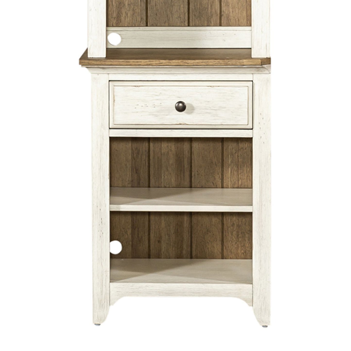 Farmhouse Reimagined - Left Pier Base - Antique White / Chestnut Tops
