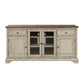 Morgan Creek - Entertainment TV Stand - Antique White / Wirebrushed Tobacco Accents