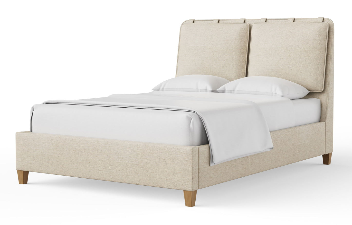 Nordhaven - King Upholstered Headboard - Sandstone / Nordic Walnut