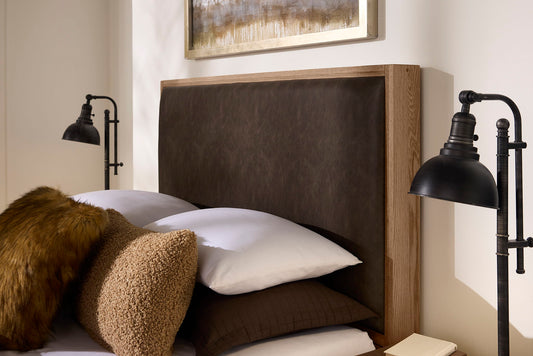 Lodge & Loft - King Upholstered Headboard - Sedona Brown / Blond Oak