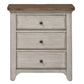 Farmhouse Reimagined - 3 Drawer Nightstand With Charging Station - Antique White / Chestnut Tops