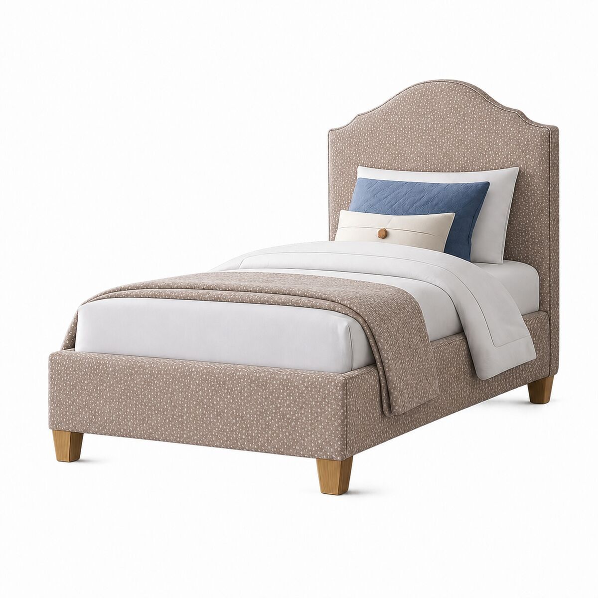 Tide & Timber - Twin Upholstered Headboard 3/3 - Tan Antelope / Luxe Blue Oak