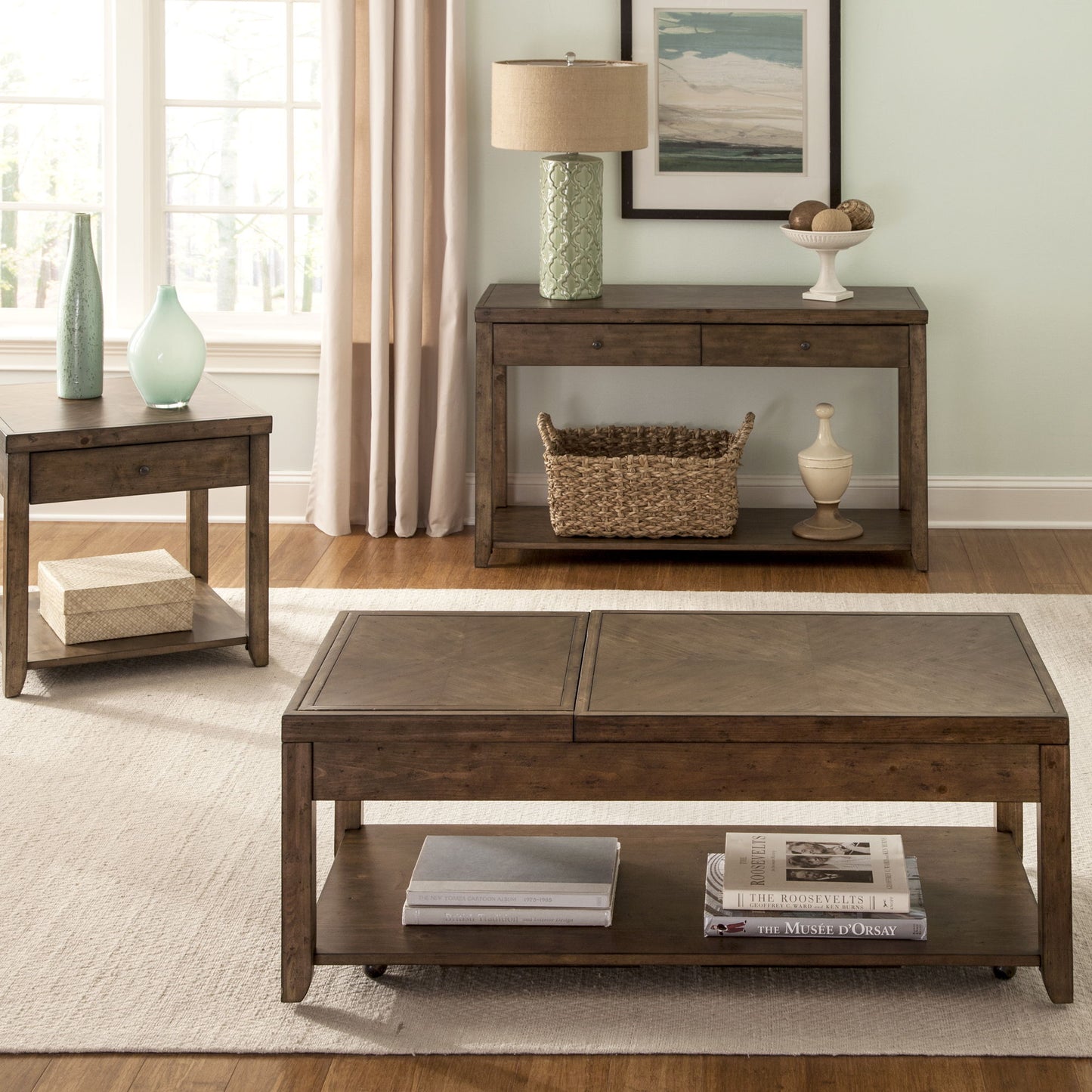 Mitchell - 3 Piece Table Set (1 Cocktail 2 End Tables) - Nutmeg