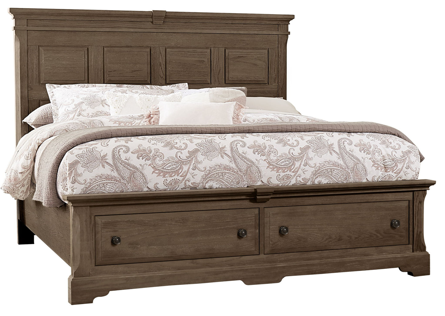 Heritage - Queen Storage Footboard - Cobblestone Oak