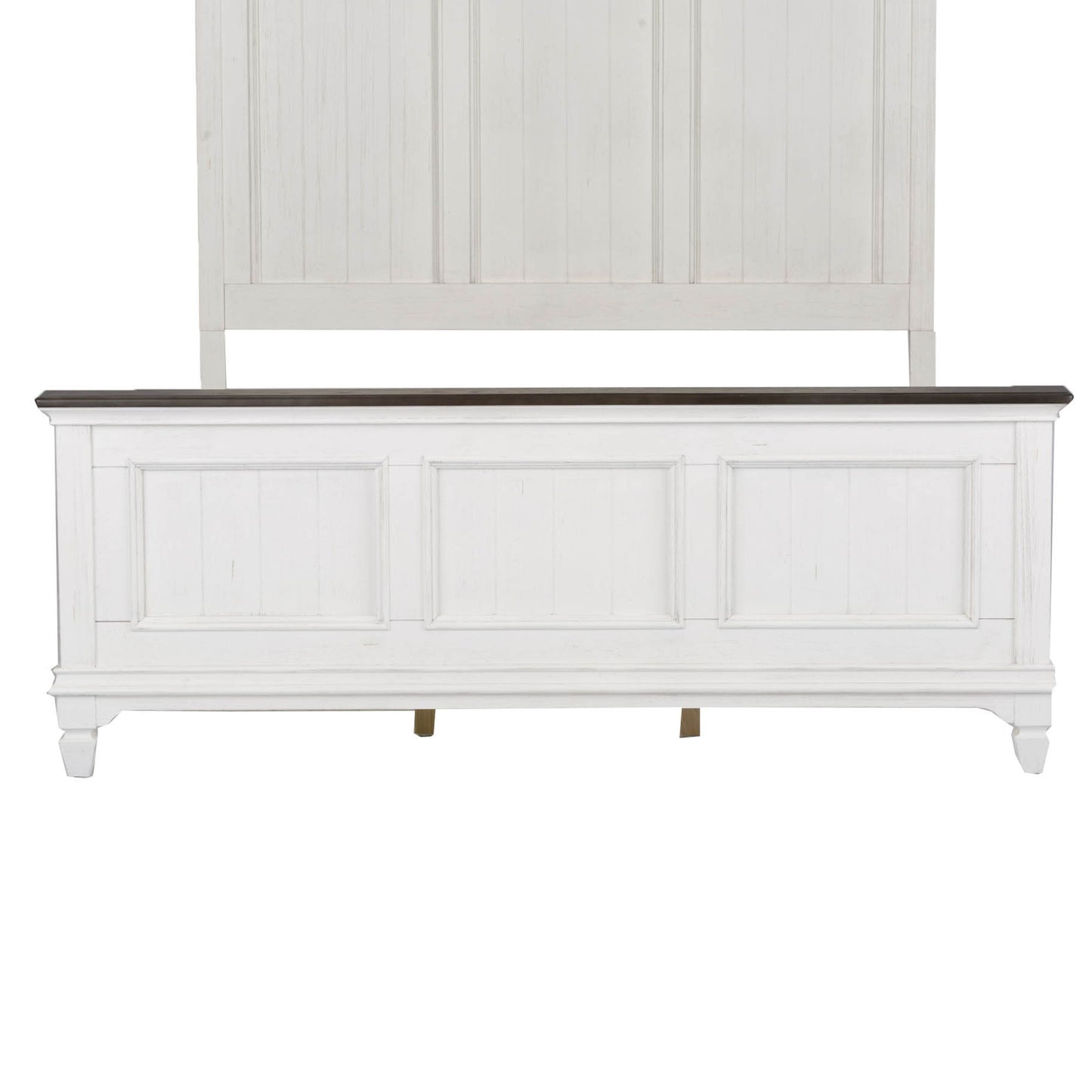 Allyson Park - King Panel Footboard - Wirebrushed White / Charcoal