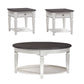Allyson Park - 3 Piece Living Room Set (Round Cocktail Table) - Wirebrushed White / Charcoal