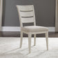 Farmhouse Reimagined - Ladder Back Upholstered Side Chair - Antique White / Chestnut Tops