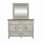 Heartland - Dresser & Mirror - Antique White / Tobacco Tops
