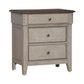 Ivy Hollow - 3 Drawer Nightstand With Charging Station - Weathered Linen / Dusty Taupe