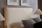 Lodge & Loft - Queen Upholstered Headboard - Ivory Cream / Blond Oak