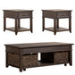 Mill Creek - 3 Piece Living Room Set (Lift Top Cocktail & 2 Drawer End Tables) - Peppercorn