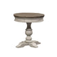 Heartland - Round Pedestal Chair Side Table - Antique White / Tobacco Tops