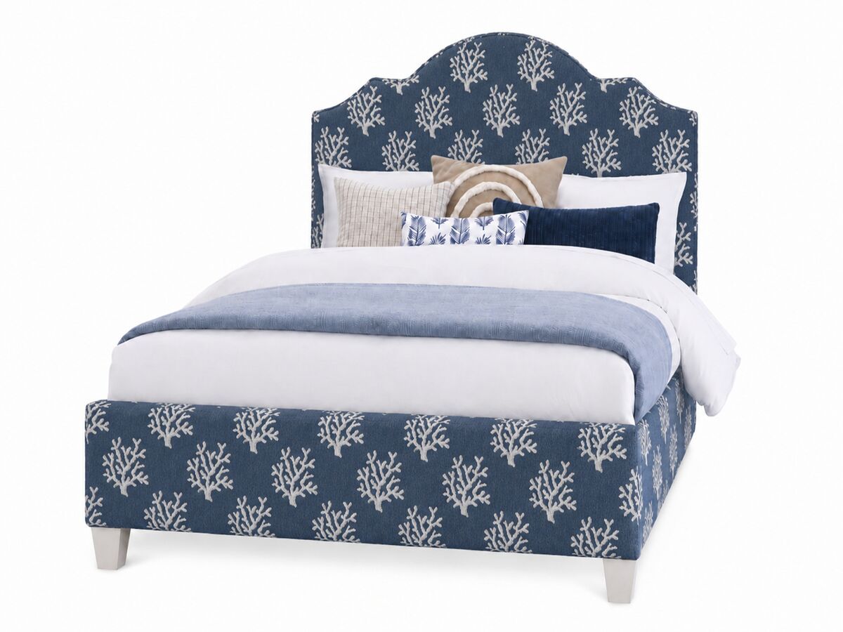 Tide & Timber - Full Upholstered Headboard 4/6 - Blue Coral / Luxe Blue Oak