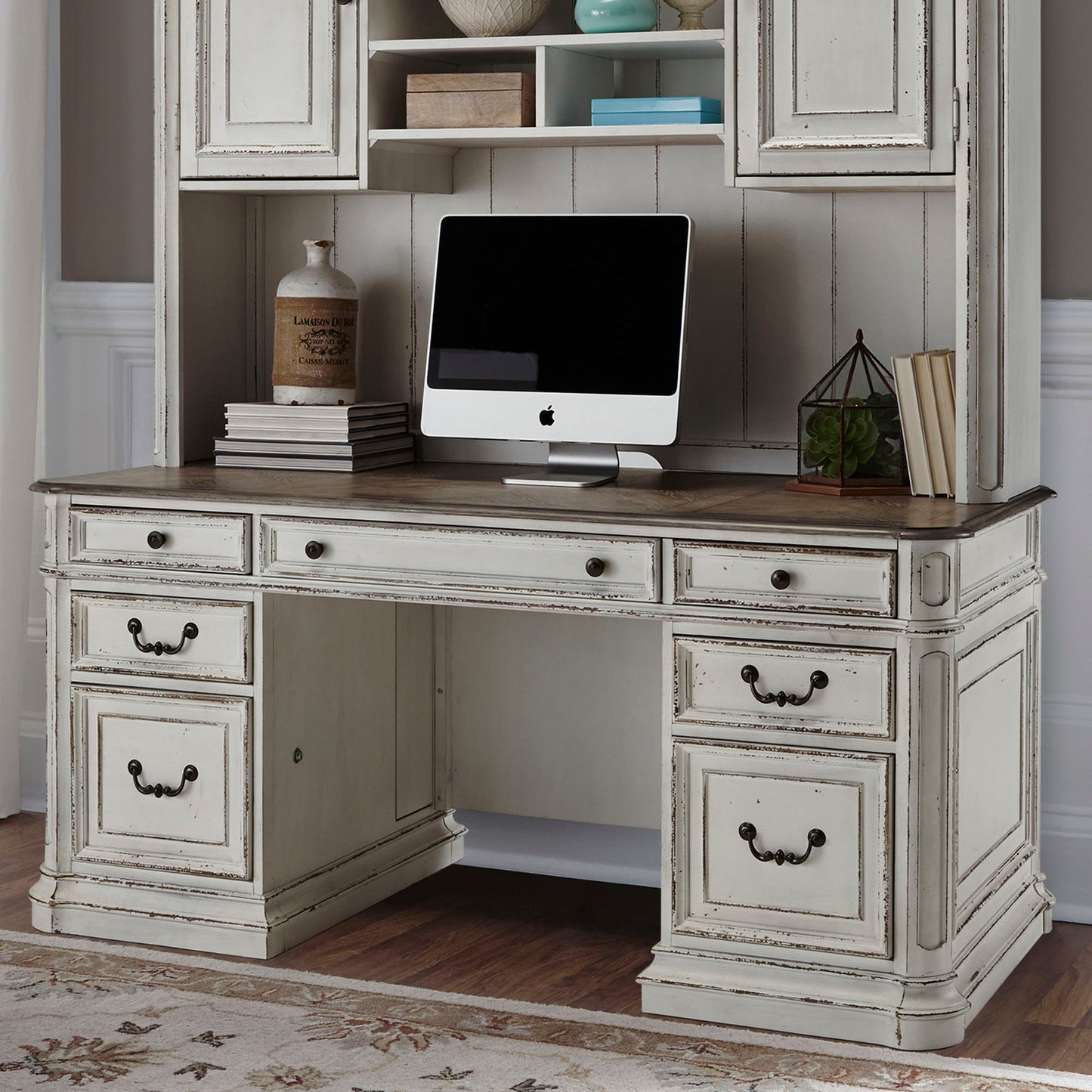 Magnolia Manor - Jr Executive Credenza Top - Antique White