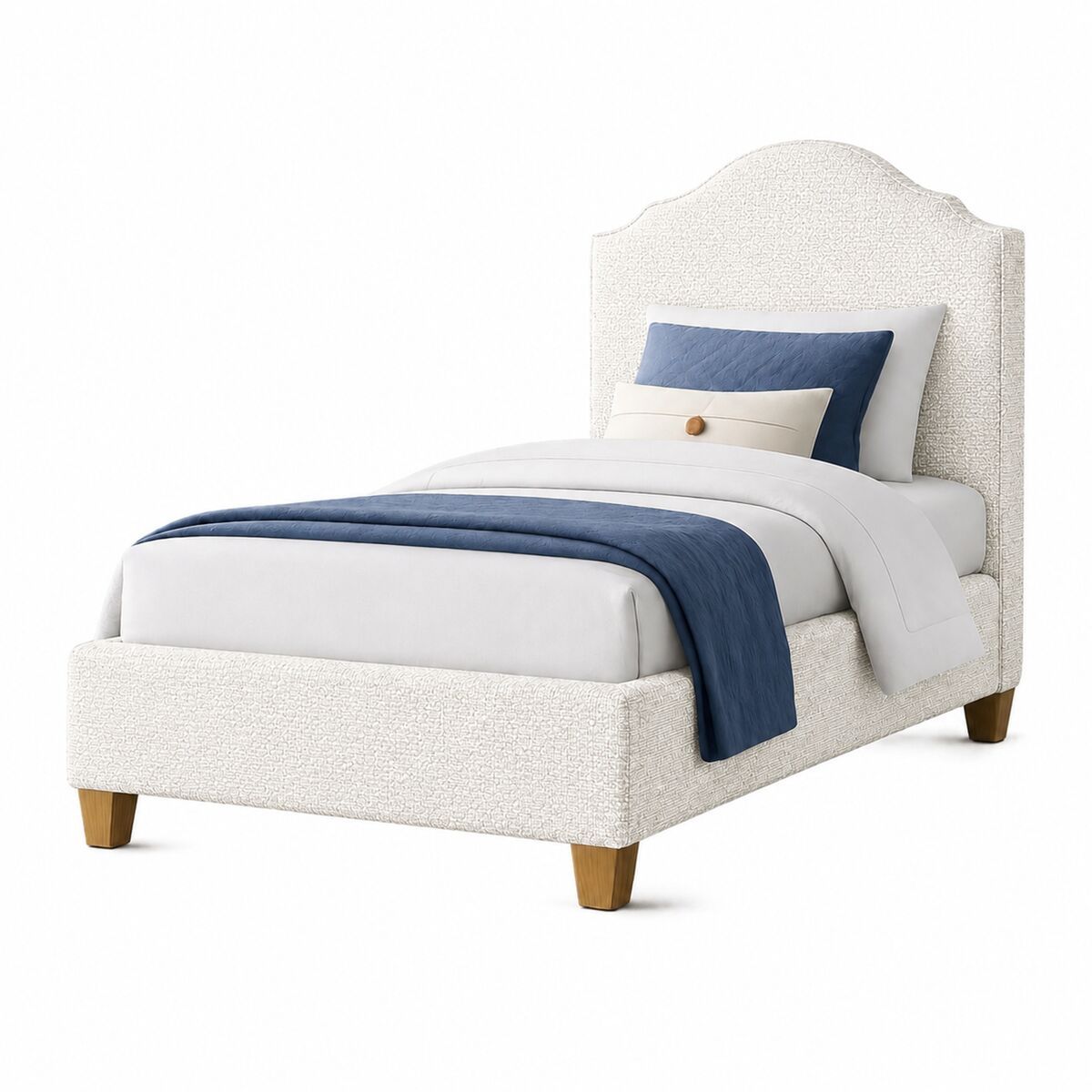 Tide & Timber - Twin Linen Upholstered Headboard 3/3 - Luxe Blue Oak