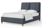 Nordhaven - King Upholstered Footboard - Navy Tweed / Nordic Walnut