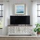 River Place - 75" Entertainment Console - Riverstone White & Tobacco