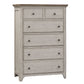 Farmhouse Reimagined - 5 Drawer Chest - Antique White / Chestnut Tops