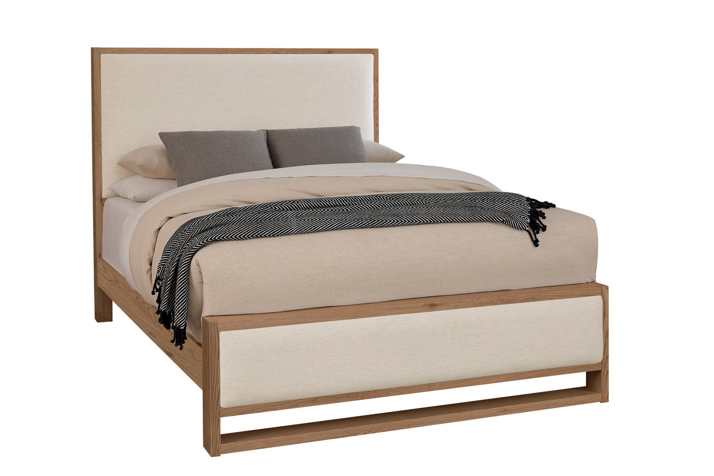 Lodge & Loft - King Upholstered Footboard - Ivory Cream / Blond Oak