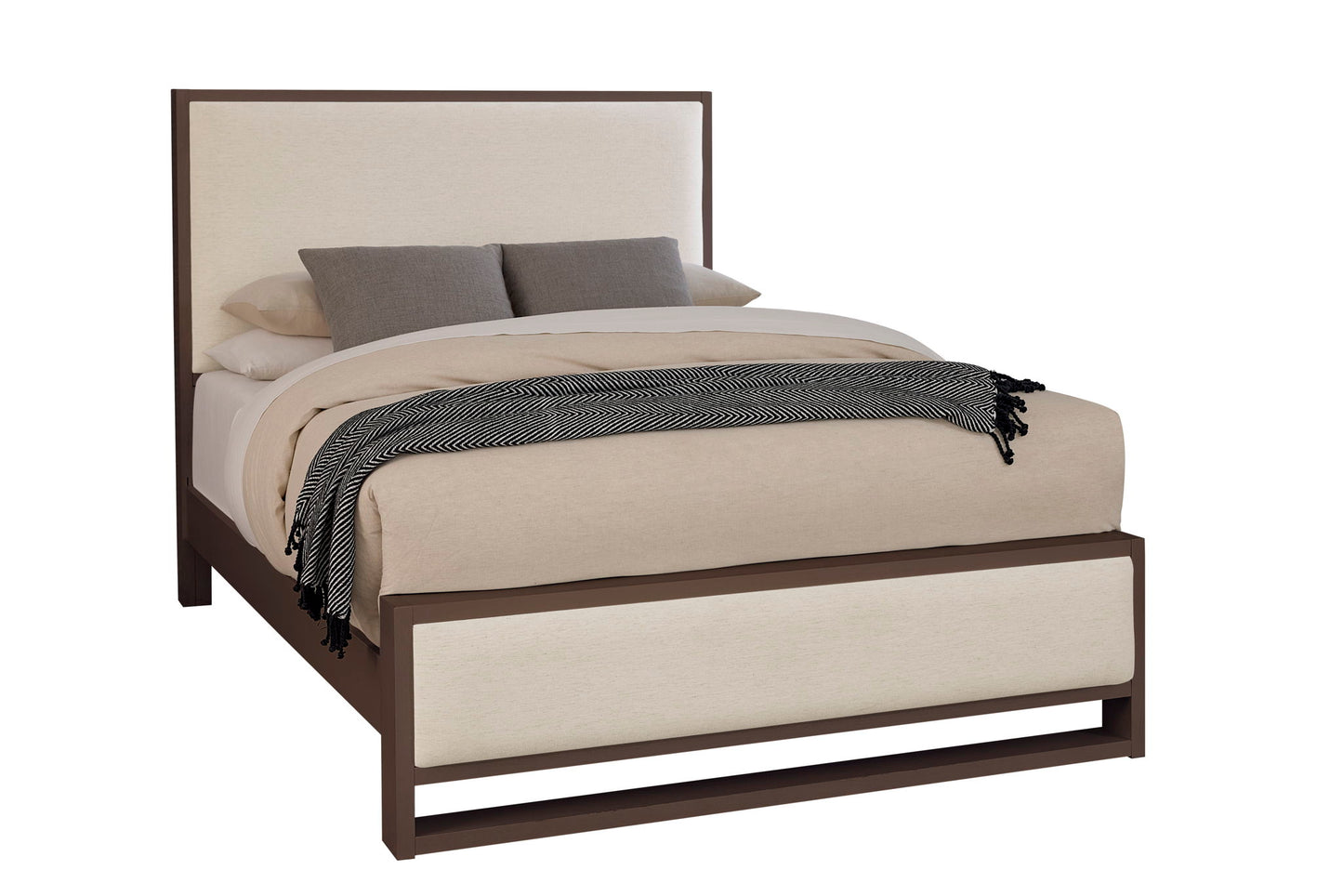 Lodge & Loft - Upholstered Footboard - Dark Oak / Ivory Cream