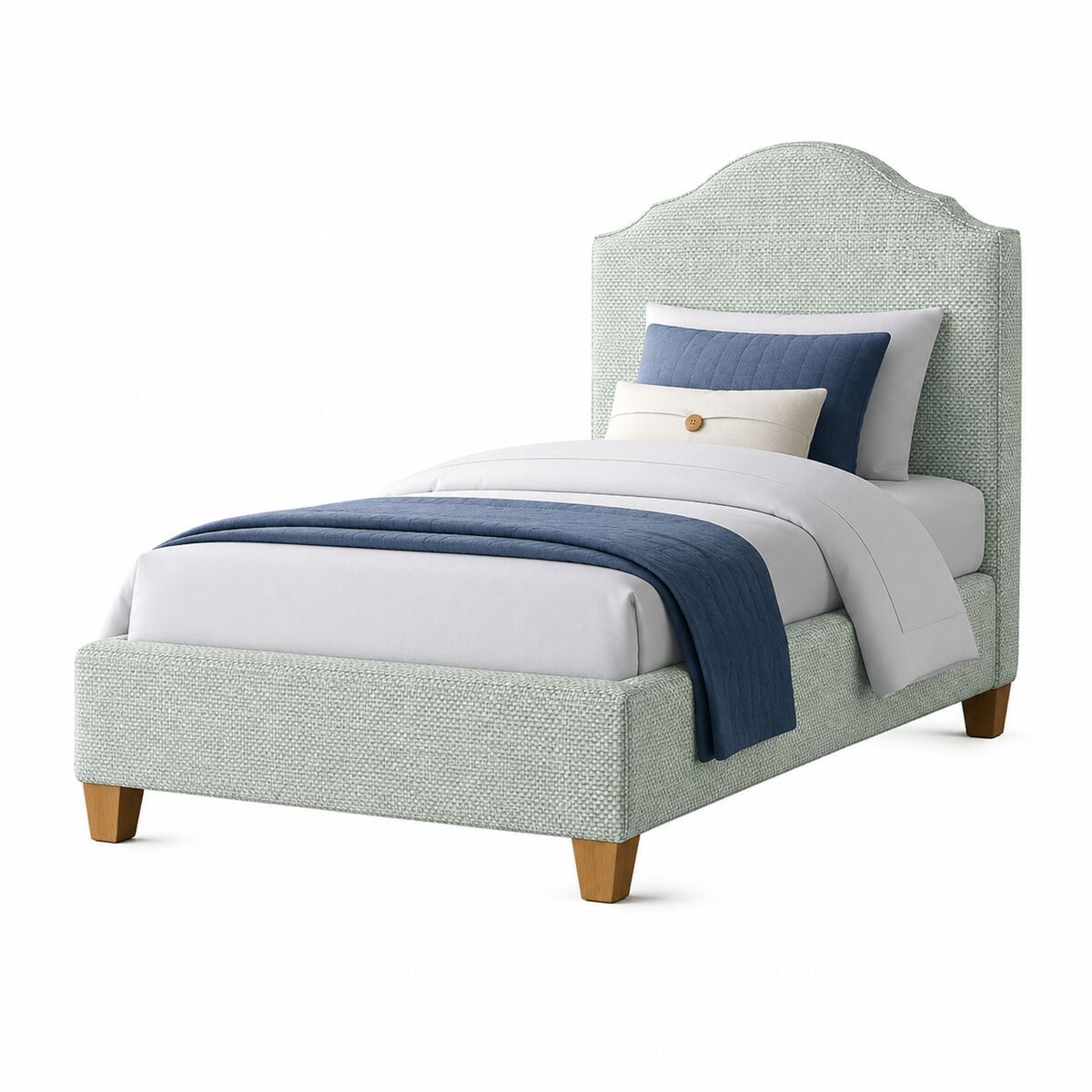Tide & Timber - Twin Upholstered Headboard 3/3 - Luxe Blue Oak / Forest Green
