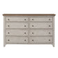 Farmhouse Reimagined - 8 Drawer Dresser - Antique White / Chestnut Tops
