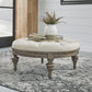 Americana Farmhouse - Round Cocktail Ottoman - Dusty Taupe