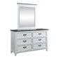 Allyson Park - Dresser & Mirror (6 Drawer Dresser) - Wirebrushed White / Charcoal