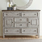 Heartland - 2 Door 6 Drawer Chesser - Antique White / Tobacco Tops