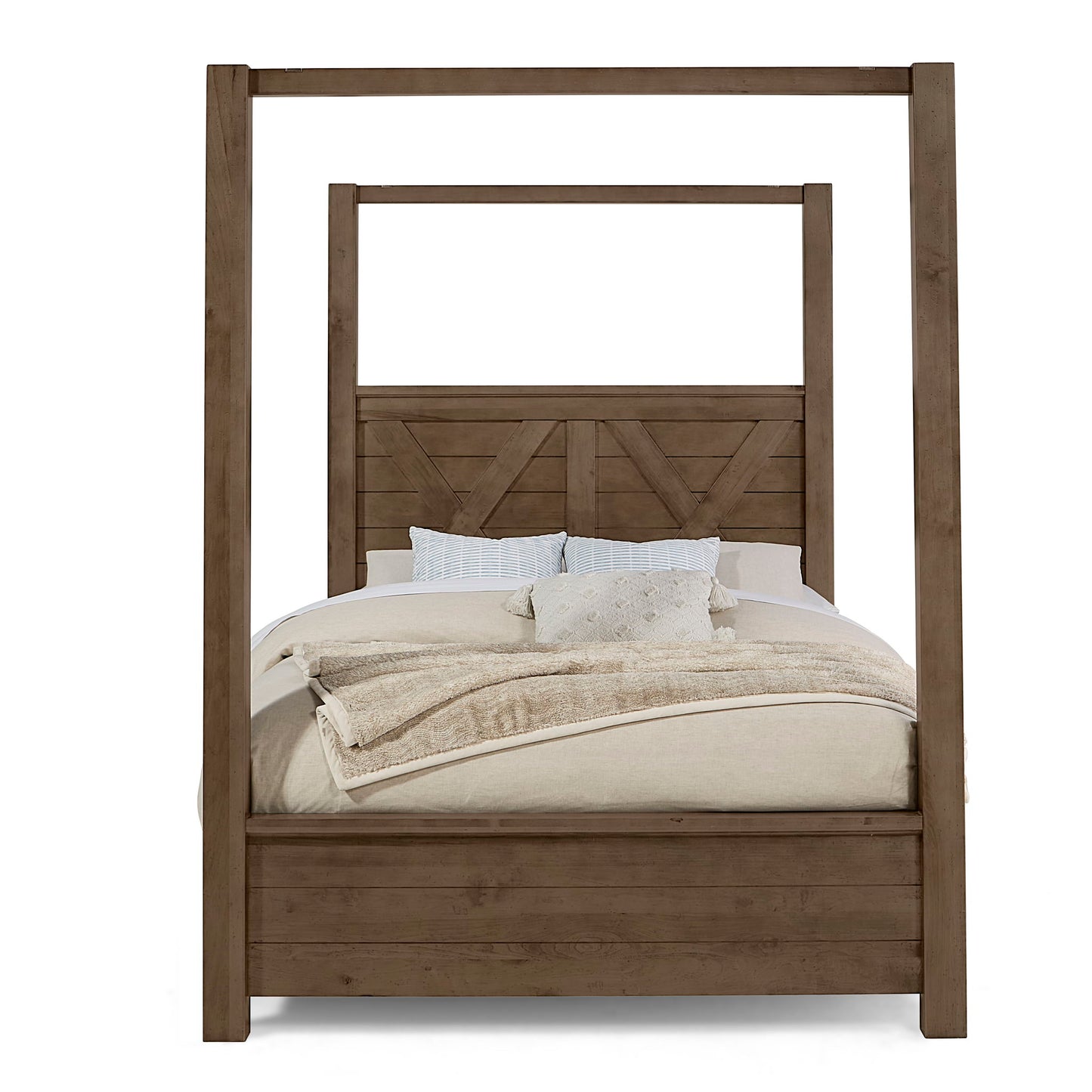 Cool Rustic - Queen Canopy Bed Headboard - Mink