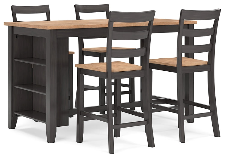 Gesthaven Counter Height Dining Table and 4 Barstools