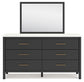 Cadmori King Upholstered Bed with Mirrored Dresser and 2 Nightstands
