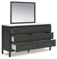 Cadmori King Upholstered Bed with Mirrored Dresser and 2 Nightstands