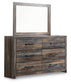 Drystan Full Bookcase Bed with 4 Storage Drawers with Mirrored Dresser