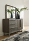 Arkenton California King Panel Bed with Mirrored Dresser and 2 Nightstands