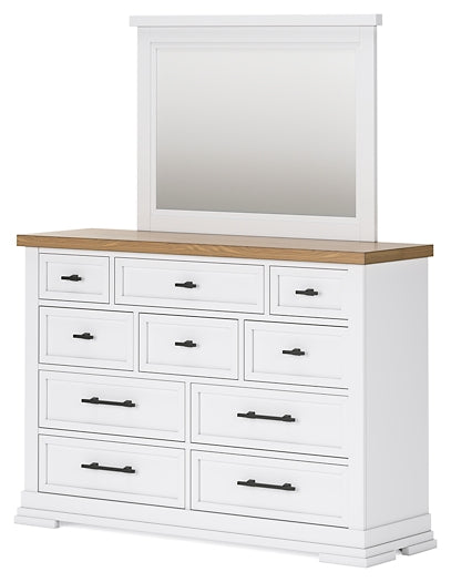 Ashbryn King Panel Storage Bed with Mirrored Dresser, Chest and Nightstand