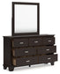 Covetown Queen Panel Bed with Mirrored Dresser, Chest and Nightstand
