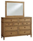 Sharlance Queen Upholstered Panel Bed with Mirrored Dresser and Nightstand