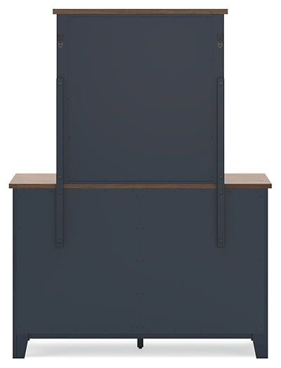 Landocken Queen Panel Headboard with Mirrored Dresser, Chest and Nightstand