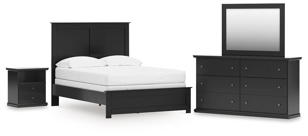 Maribel Full Panel Bed with Mirrored Dresser and Nightstand