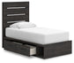 Hollivern Twin Panel Storage Bed with Mirrored Dresser