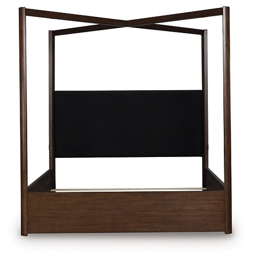 Dilenno King Canopy Bed with Mirrored Dresser